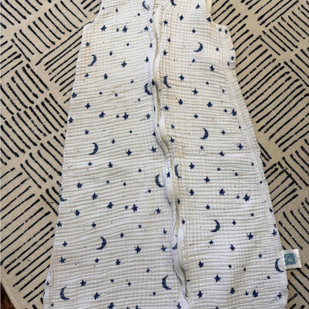 Tado Muslin White Sleep Sack with Blue Moon and Star 100% Organic cotton 2-4T
